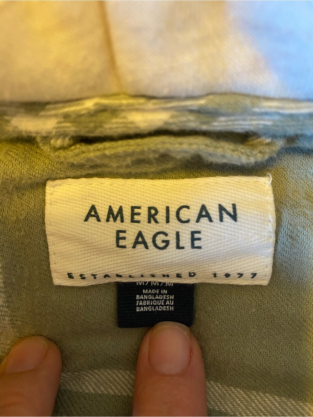 American Eagle Outfitters Sage Green Plaid Button Hoodie Shirt - Picture 7 of 9